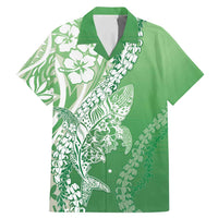 Hawaii Puakenikeni And Maile Lei Family Matching Mermaid Dress and Hawaiian Shirt Green Polynesian Shark Tattoo DT05 Dad's Shirt - Short Sleeve Green - Polynesian Pride