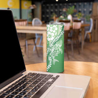 Hawaii Puakenikeni And Maile Lei Skinny Tumbler Green Polynesian Shark Tattoo DT05 - Polynesian Pride