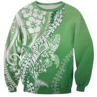 Hawaii Puakenikeni And Maile Lei Sweatshirt Green Polynesian Shark Tattoo DT05