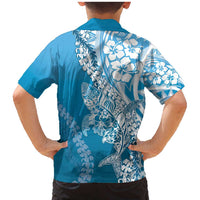 Hawaii Puakenikeni And Maile Lei Family Matching Mermaid Dress and Hawaiian Shirt Blue Polynesian Shark Tattoo DT05 - Polynesian Pride