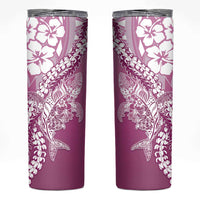 Hawaii Puakenikeni And Maile Lei Skinny Tumbler Pink Polynesian Shark Tattoo DT05 Pink - Polynesian Pride