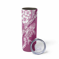 Hawaii Puakenikeni And Maile Lei Skinny Tumbler Pink Polynesian Shark Tattoo DT05 - Polynesian Pride