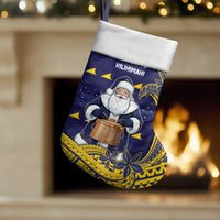 Tokelau Christmas Stocking Santa With Tuluma Xmas Tribal Waves - Polynesian Pride