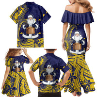 Tokelau Christmas Family Matching Mermaid Dress and Hawaiian Shirt Santa With Tuluma Xmas Tribal Waves DT05 - Polynesian Pride