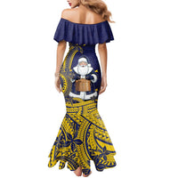 Tokelau Christmas Family Matching Mermaid Dress and Hawaiian Shirt Santa With Tuluma Xmas Tribal Waves DT05 - Polynesian Pride
