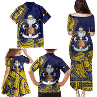 Tokelau Christmas Family Matching Puletasi and Hawaiian Shirt Santa With Tuluma Xmas Tribal Waves DT05 - Polynesian Pride