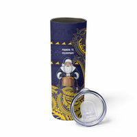 Tokelau Christmas Skinny Tumbler Santa With Tuluma Xmas Tribal Waves DT05 - Polynesian Pride