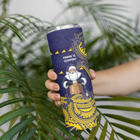 Tokelau Christmas Skinny Tumbler Santa With Tuluma Xmas Tribal Waves DT05 - Polynesian Pride