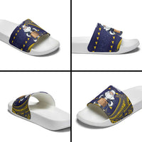 Tokelau Christmas Slide Sandals Santa With Tuluma Xmas Tribal Waves - Polynesian Pride