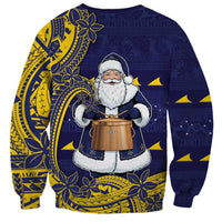 Tokelau Christmas Sweatshirt Santa With Tuluma Xmas Tribal Waves DT05 - Polynesian Pride