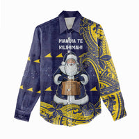 Tokelau Christmas Women Casual Shirt Santa With Tuluma Xmas Tribal Waves DT05 - Polynesian Pride