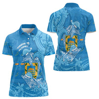 Tuvalu Christmas Women Polo Shirt Dolphins Santa Xmas Tribal Waves - Polynesian Pride
