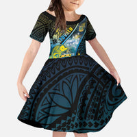 Personalised Tuvalu Family Matching Off The Shoulder Long Sleeve Dress and Hawaiian Shirt Dolphin On The Waves