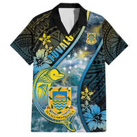 Personalised Tuvalu Family Matching Off The Shoulder Long Sleeve Dress and Hawaiian Shirt Dolphin On The Waves