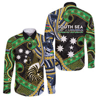 South Sea Islanders And New Caledonia Family Matching Short Sleeve Bodycon Dress and Hawaiian Shirt Nautilus Shell Southern Cross Tribal Pattern DT05 Dad's Shirt - Long Sleeve Black - Polynesian Pride