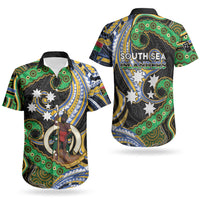 South Sea Islanders And Vanuatu Couples Matching Tank Maxi Dress and Hawaiian Shirt Boar Tusk Warrior Southern Tribal Pattern DT05 - Polynesian Pride