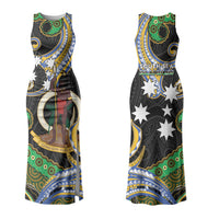 South Sea Islanders And Vanuatu Couples Matching Tank Maxi Dress and Long Sleeve Button Shirt Boar Tusk Warrior Southern Tribal Pattern DT05 - Polynesian Pride