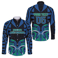 Custom Aotearoa Ngati Ranginui Family Matching Long Sleeve Bodycon Dress and Hawaiian Shirt New Zealand Traditional Maori Pattern DT05 Dad's Shirt - Long Sleeve Navy - Polynesian Pride