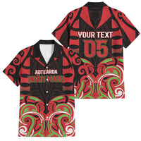Custom Aotearoa Ngati Maru Family Matching Short Sleeve Bodycon Dress and Hawaiian Shirt New Zealand Traditional Maori Pattern DT05 Dad's Shirt - Short Sleeve Red - Polynesian Pride