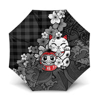 Black Palaka Hawaiian And Japanese Umbrella Maneki Neko And Sakura Bloom