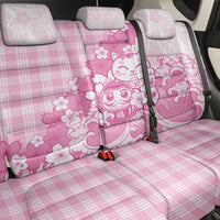 Pink Palaka Hawaiian And Japanese Back Car Seat Cover Maneki Neko And Sakura Bloom