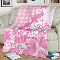 Pink Palaka Hawaiian And Japanese Blanket Maneki Neko And Sakura Bloom