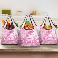 Pink Palaka Hawaiian And Japanese Grocery Bag Maneki Neko And Sakura Bloom
