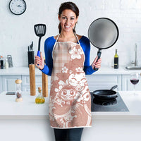 Beige Palaka Hawaiian And Japanese Apron Maneki Neko And Sakura Bloom
