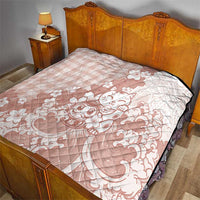 Beige Palaka Hawaiian And Japanese Quilt Maneki Neko And Sakura Bloom