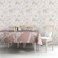 Beige Palaka Hawaiian And Japanese Tablecloth Maneki Neko And Sakura Bloom