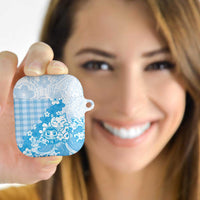 Blue Palaka Hawaiian And Japanese AirPods Case Maneki Neko And Sakura Bloom