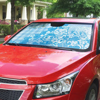 Blue Palaka Hawaiian And Japanese Auto Sun Shade Maneki Neko And Sakura Bloom