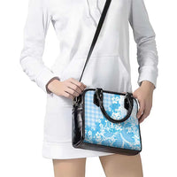 Blue Palaka Hawaiian And Japanese Shoulder Handbag Maneki Neko And Sakura Bloom