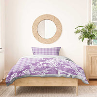 Purple Palaka Hawaiian And Japanese Bedding Set Maneki Neko And Sakura Bloom