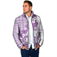 Purple Palaka Hawaiian And Japanese Padded Jacket Maneki Neko And Sakura Bloom