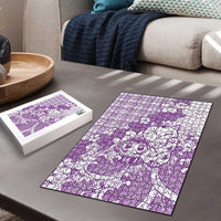 Purple Palaka Hawaiian And Japanese Puzzle Maneki Neko And Sakura Bloom
