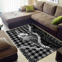 Black Hawaii Palaka Cowboy Turtle Area Rug Hawaiian Paniolo Puakenikeni Maile Lei