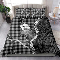 Black Hawaii Palaka Cowboy Turtle Bedding Set Hawaiian Paniolo Puakenikeni Maile Lei