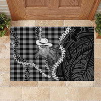 Black Hawaii Palaka Cowboy Turtle Rubber Doormat Hawaiian Paniolo Puakenikeni Maile Lei