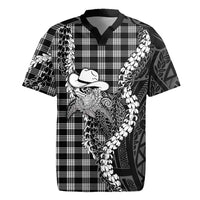 Black Hawaii Palaka Cowboy Turtle Rugby Jersey Hawaiian Paniolo Puakenikeni Maile Lei