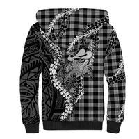 Black Hawaii Palaka Cowboy Turtle Sherpa Hoodie Hawaiian Paniolo Puakenikeni Maile Lei