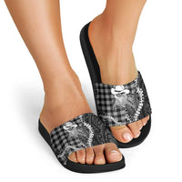 Black Hawaii Palaka Cowboy Turtle Slide Sandals Hawaiian Paniolo Puakenikeni Maile Lei