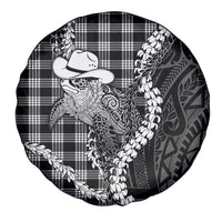 Black Hawaii Palaka Cowboy Turtle Spare Tire Cover Hawaiian Paniolo Puakenikeni Maile Lei