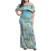 Custom Hawaii Surfing Family Matching Off Shoulder Maxi Dress and Hawaiian Shirt He'e Nalu