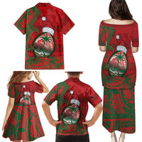 Guam Christmas Family Matching Puletasi and Hawaiian Shirt Chamorro Seal Hat Santa Tribal Waves DT05 - Polynesian Pride