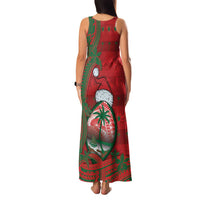 Guam Christmas Family Matching Tank Maxi Dress and Hawaiian Shirt Chamorro Seal Hat Santa Tribal Waves DT05 - Polynesian Pride