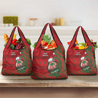 Guam Christmas Grocery Bag Chamorro Seal Hat Santa Tribal Waves - Polynesian Pride