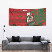 Guam Christmas Tapestry Chamorro Seal Hat Santa Tribal Waves - Polynesian Pride