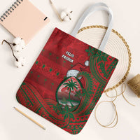 Guam Christmas Tote Bag Chamorro Seal Hat Santa Tribal Waves - Polynesian Pride