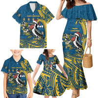 Nauru Christmas Family Matching Mermaid Dress and Hawaiian Shirt Frigatebird Bird Santa Tribal Waves DT05 - Polynesian Pride